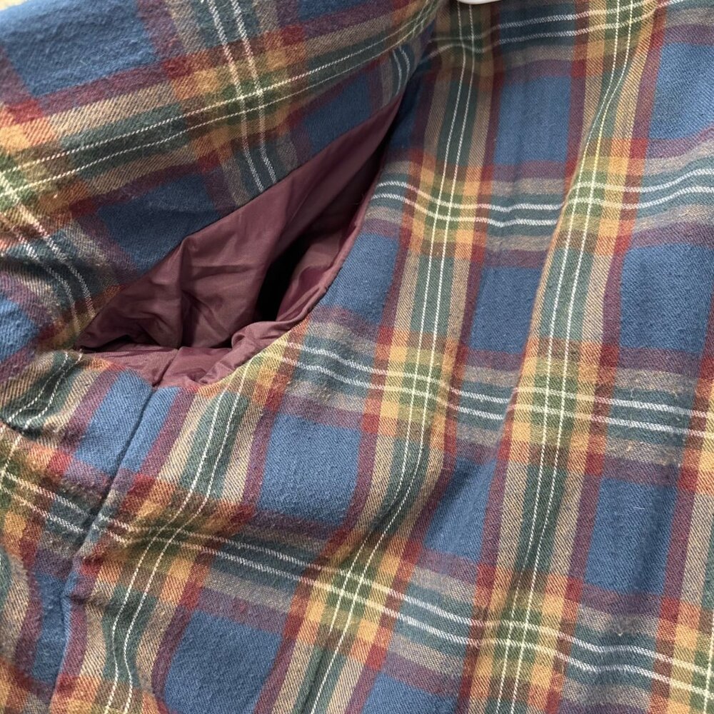 Vintage 80s LL Bean Plaid Lined Wool Bomber Jacket Coat Mens Size Large Red READ - Picture 5 of 16